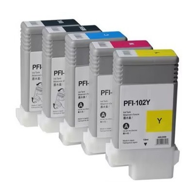 Canon PFI-102 Cartuccia Plotter Rigenerata per Canon IPF500, IPF600, ML130 Nero e Colore
